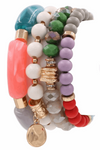 Assorted Wood Bead Stretch Bracelet Set