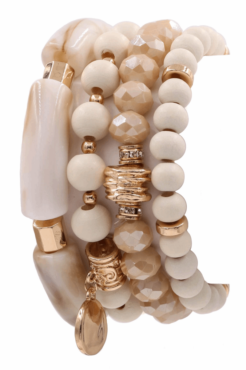 Assorted Wood Bead Stretch Bracelet Set