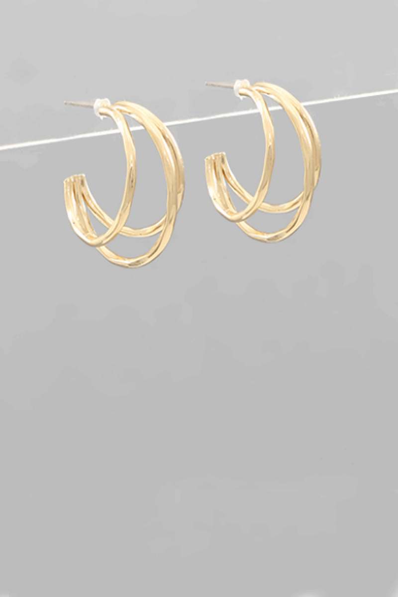 25mm 3 Row Hoops-Gold