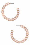 Faceted Bead Metal Open Hoop Earrings