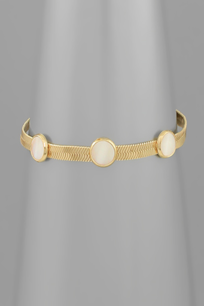 3 Disc Accent Chain Snake Bracelet-Gold