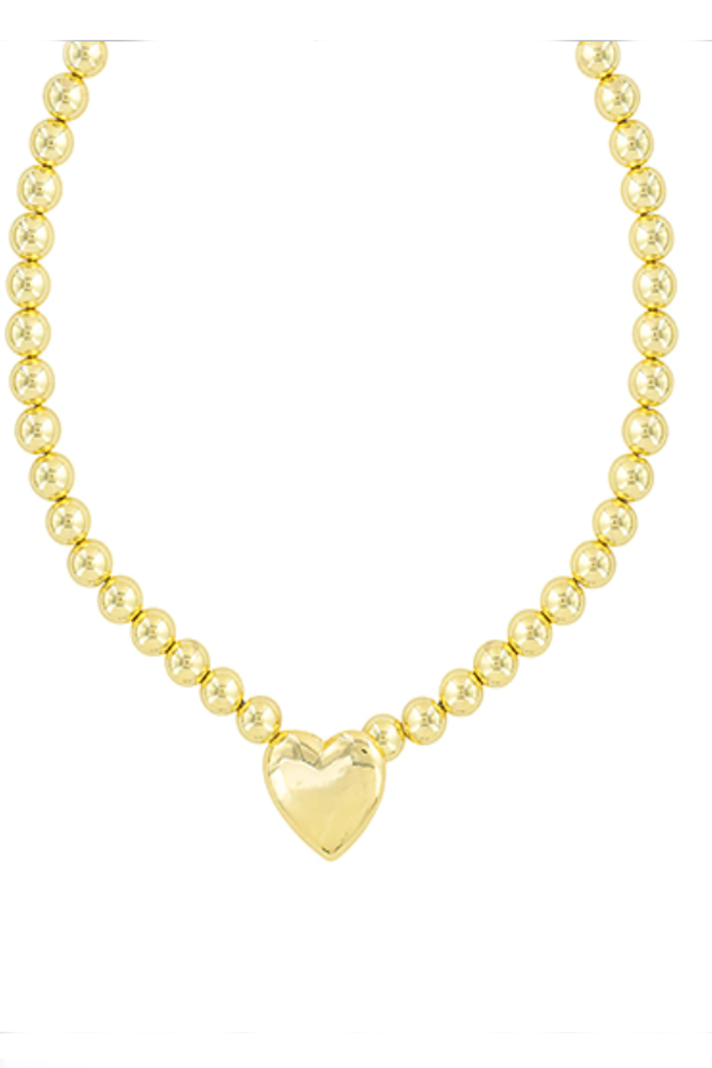 Heart Pendant CCB Ball Necklace-Gold