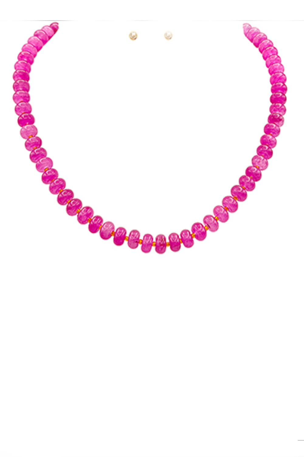 Rondelle Stone Necklace Set-Fuchsia