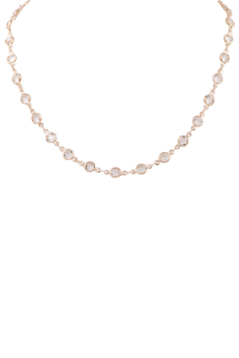 Glass Jewel Necklace- Gold