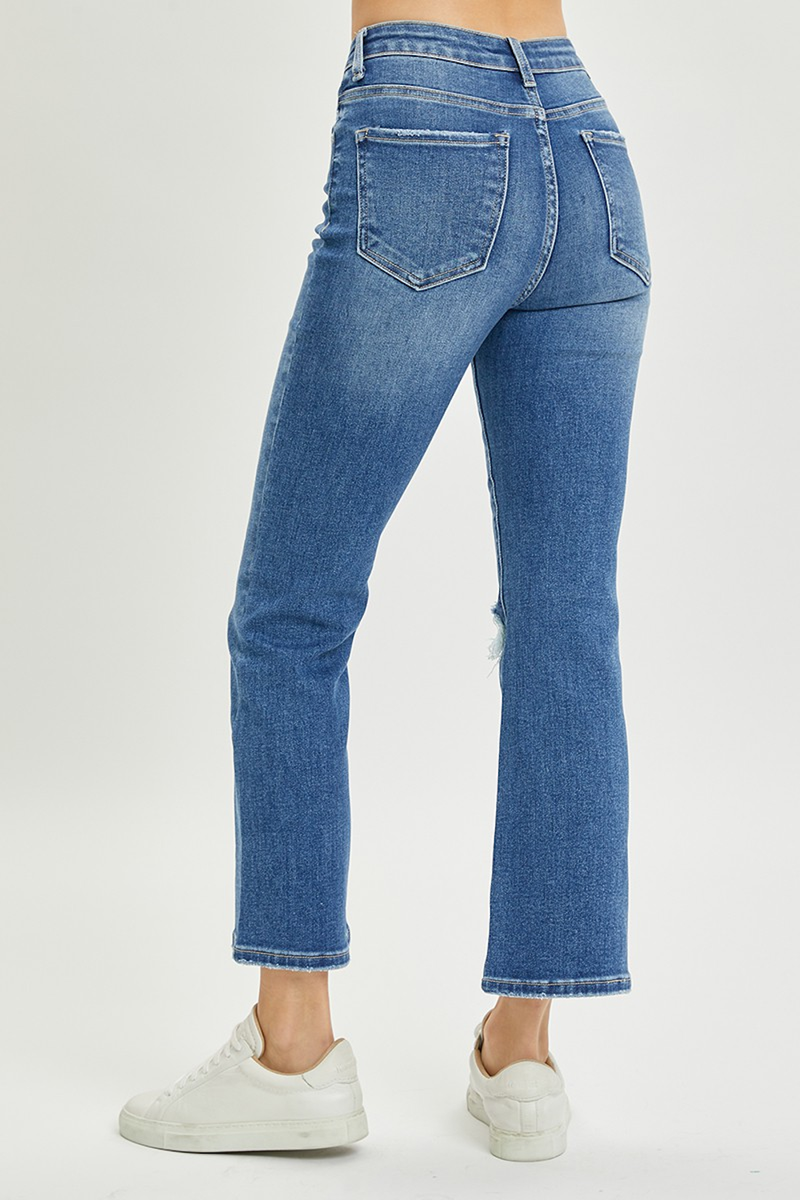 Risen Jeans-High Rise Distressed Ankle Flare-Medium