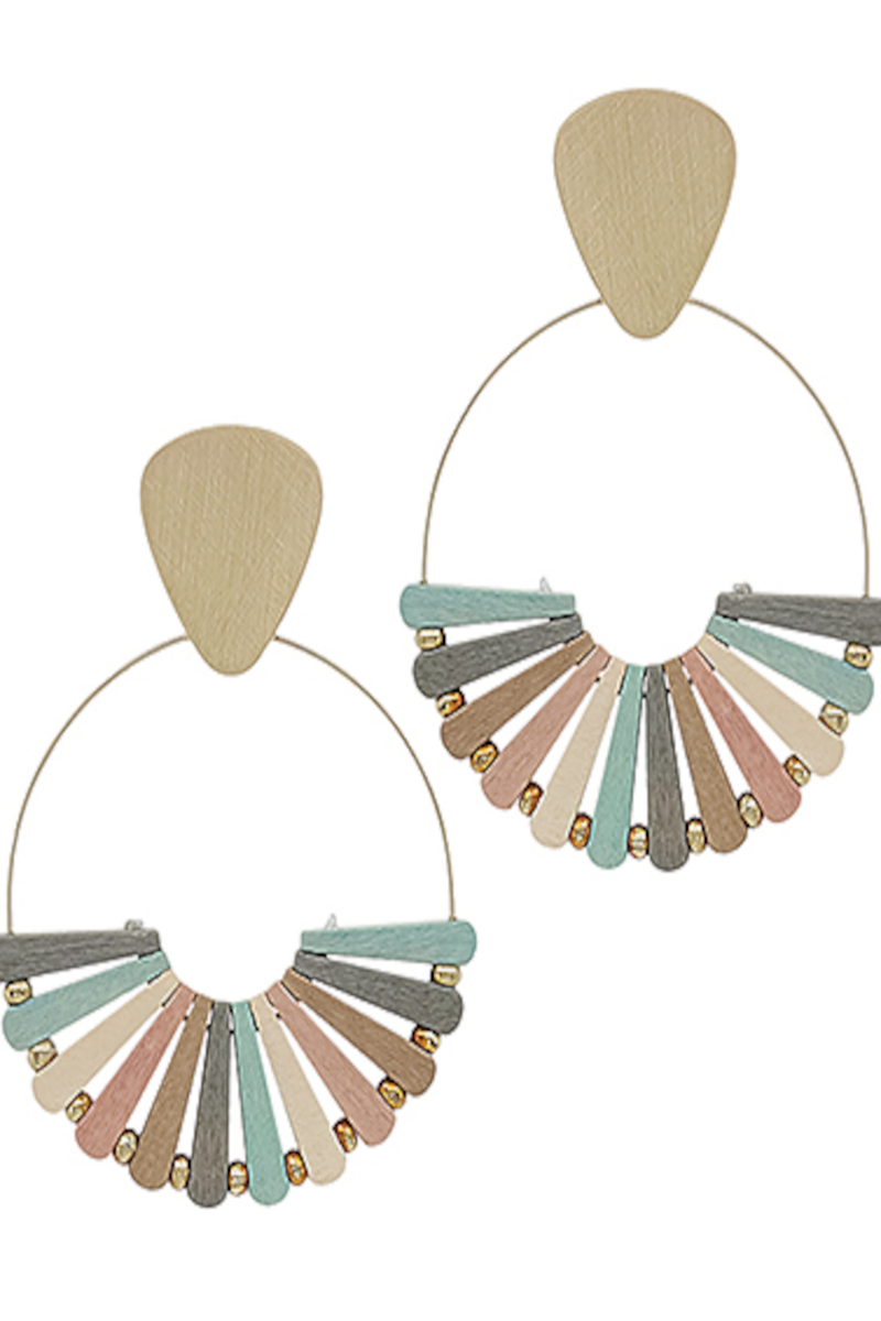 Fan Shape Circle Earrings-Multi