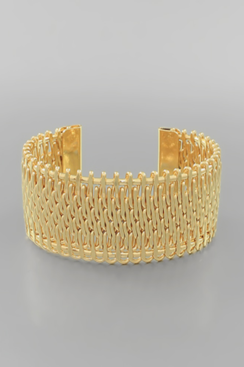 Textured Wide Chain Link Bracelet-Gold