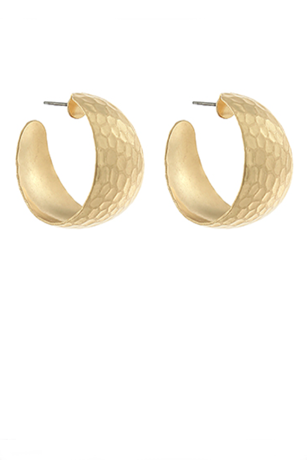 Textured Wide Hoops-Gold