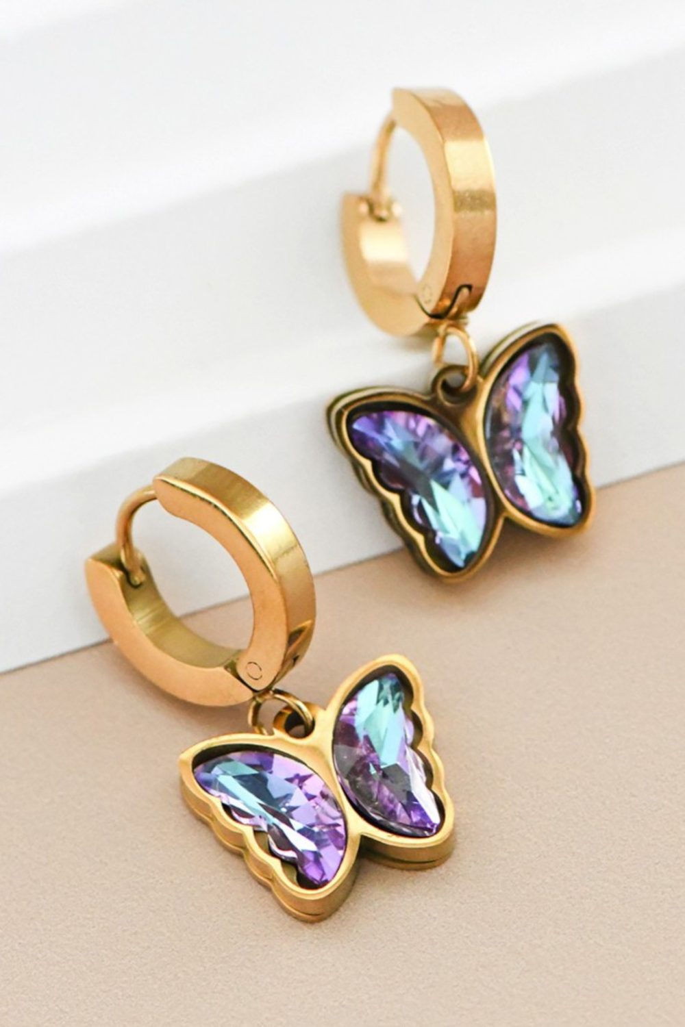 Mia Accessories Butterfly Crystal Drop Earrings