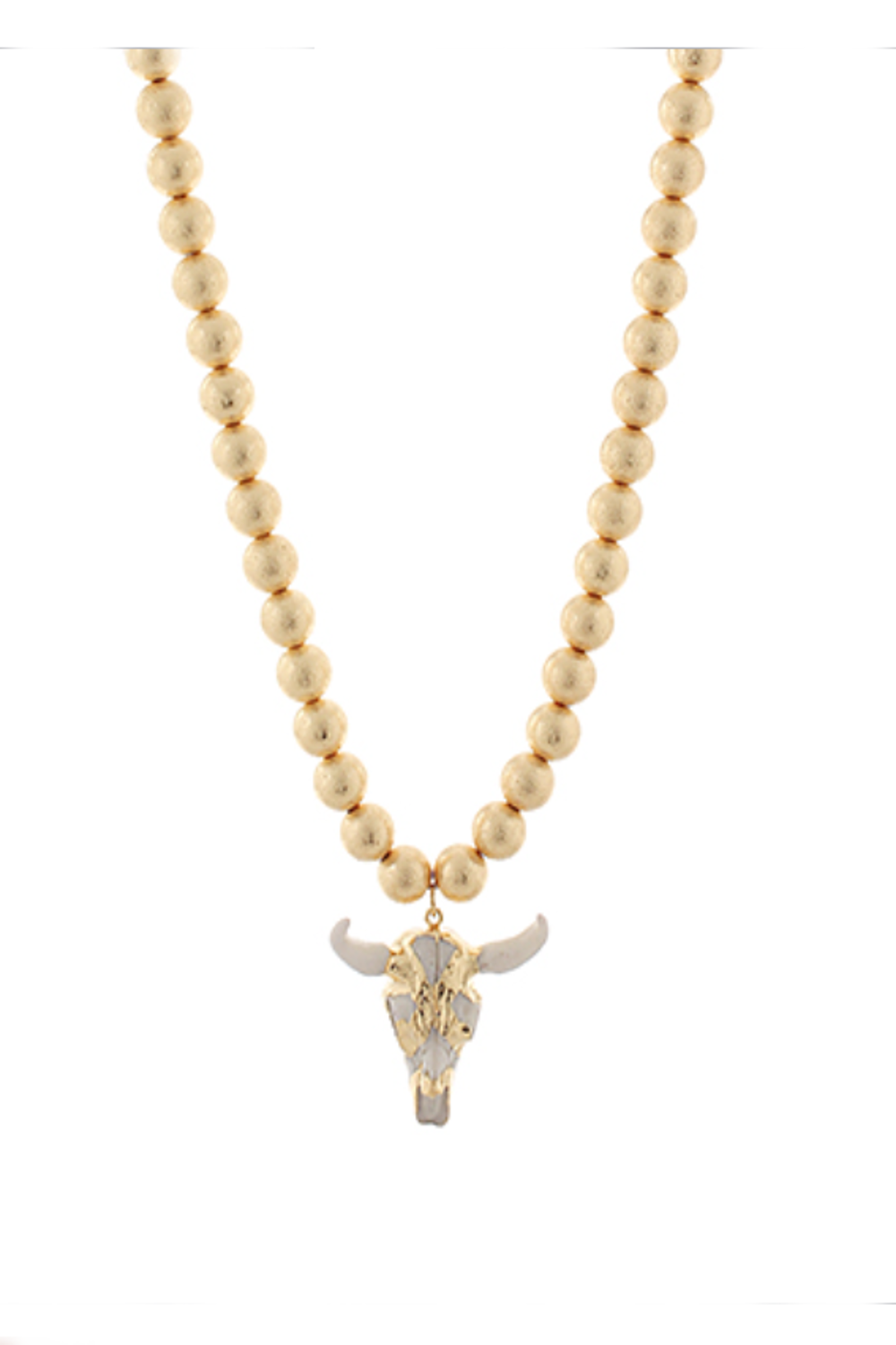 Long Horn w/ beaded Necklace-Gold