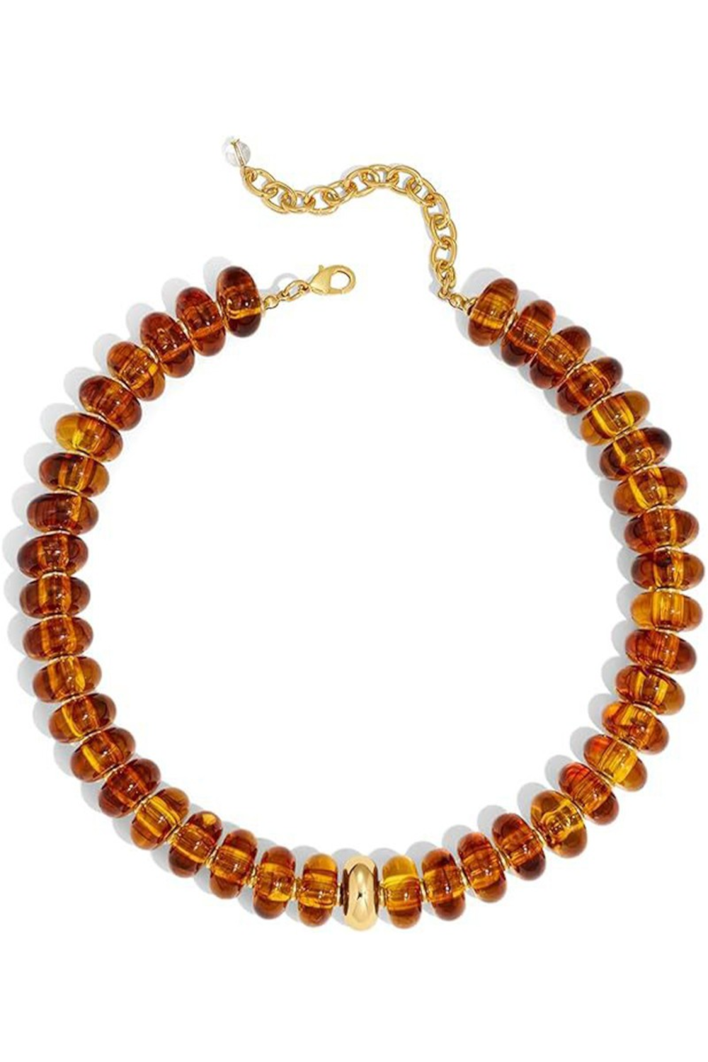 Resin Beaded Stackable Chain Necklace-Brown