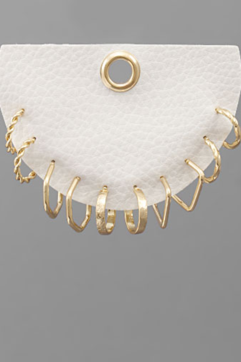 5 Pairs Of Hoops Set-Gold