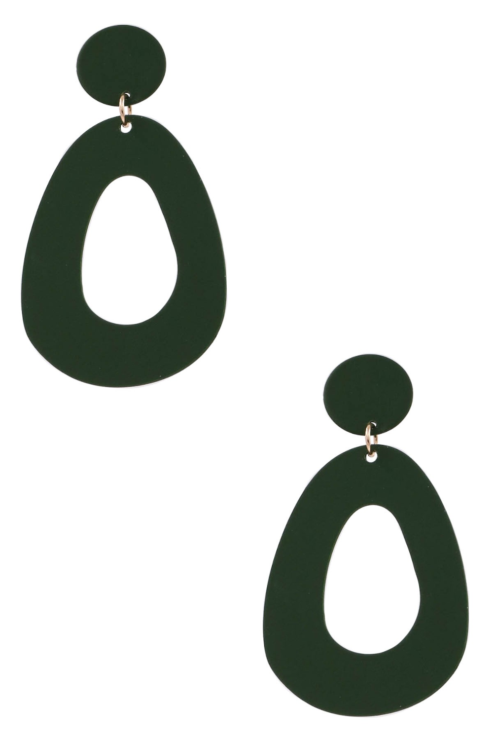 Matte Oval Drop Earrings-Green