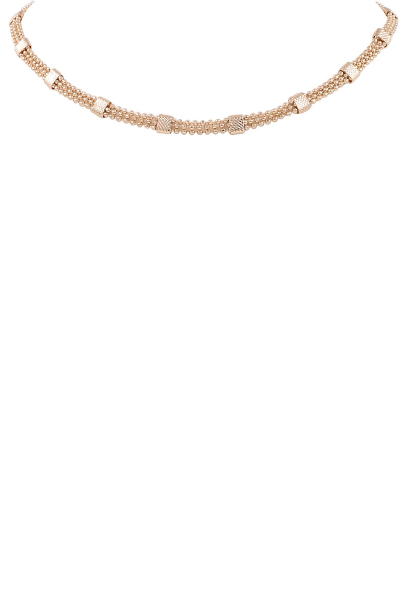 Metal Chain Layered Necklace-Gold