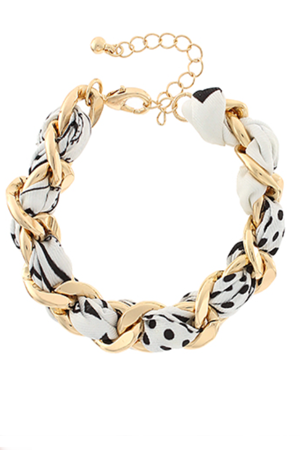 Scraf & Chain Oval Twisted Bracelet-White/Gold