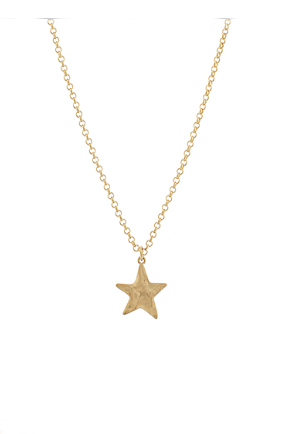 Hammered Star PDT Round Chain Necklaces-Gold