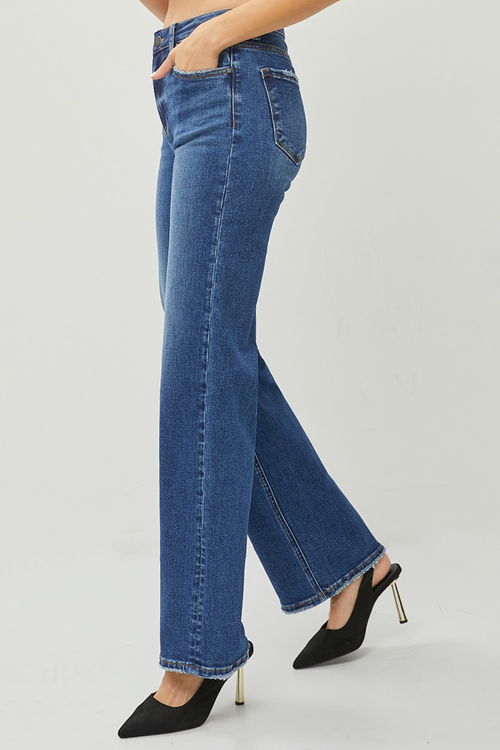 Risen-High Rise Straight Jeans
