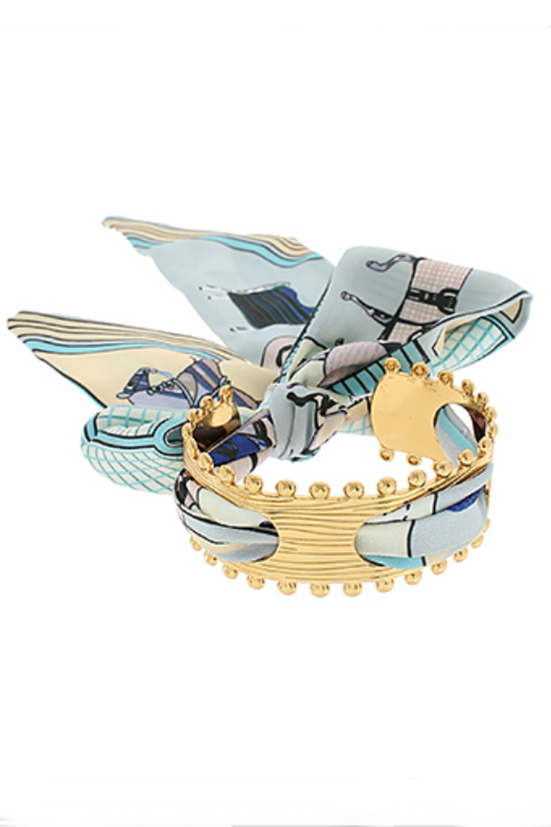 Cuff Bracelet With Scarf Blue