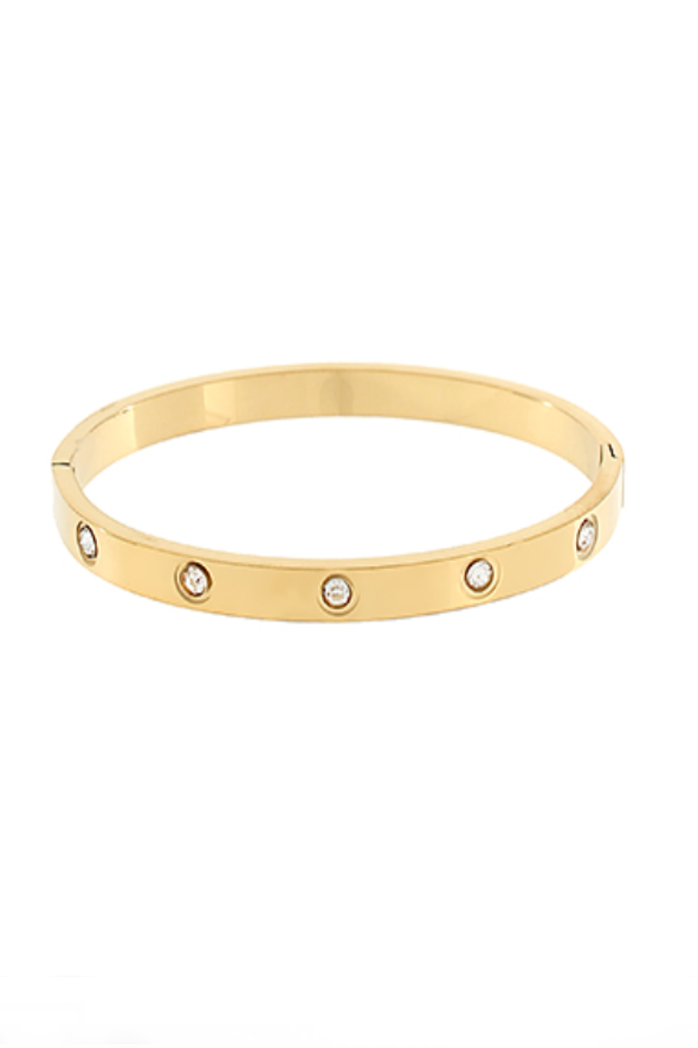 Pave Crystal Station Bangle Bracelet-Gold