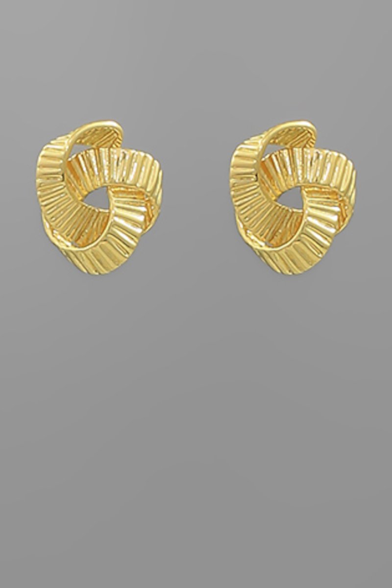 Textured Love Knot Earrings-Gold