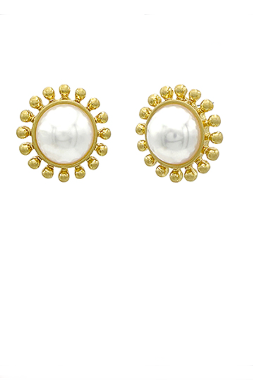 Dotted Dome Earrings-Cream/Gold