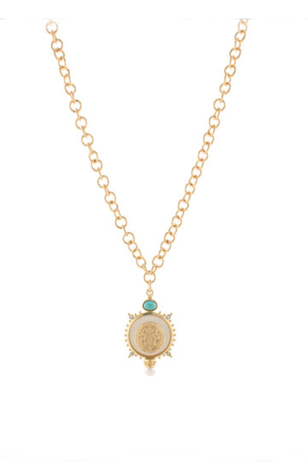 Coin Pendant Chain Necklace-Gold