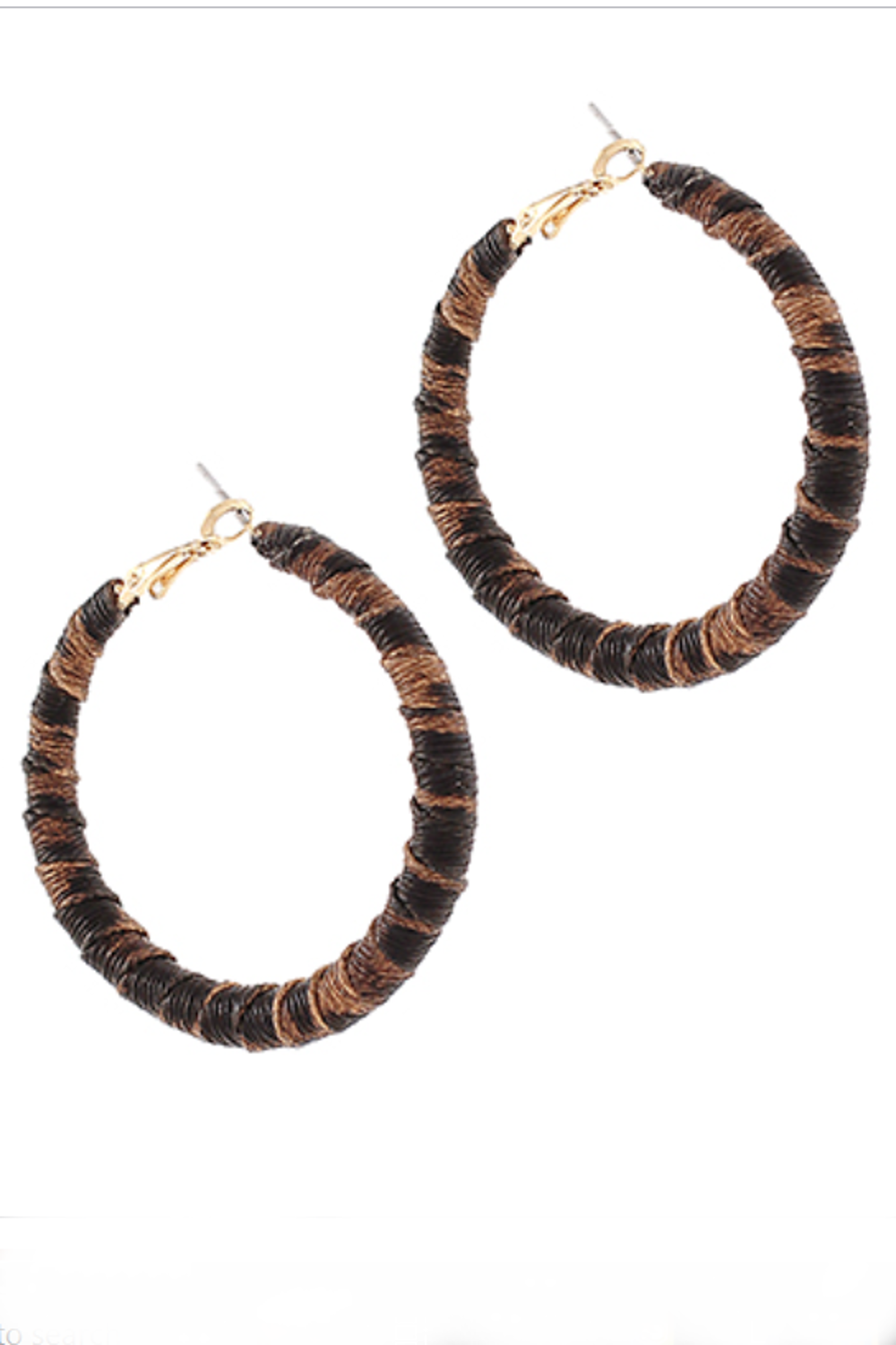 Graduated Leather Wrap Animal Print Hoops-Brown