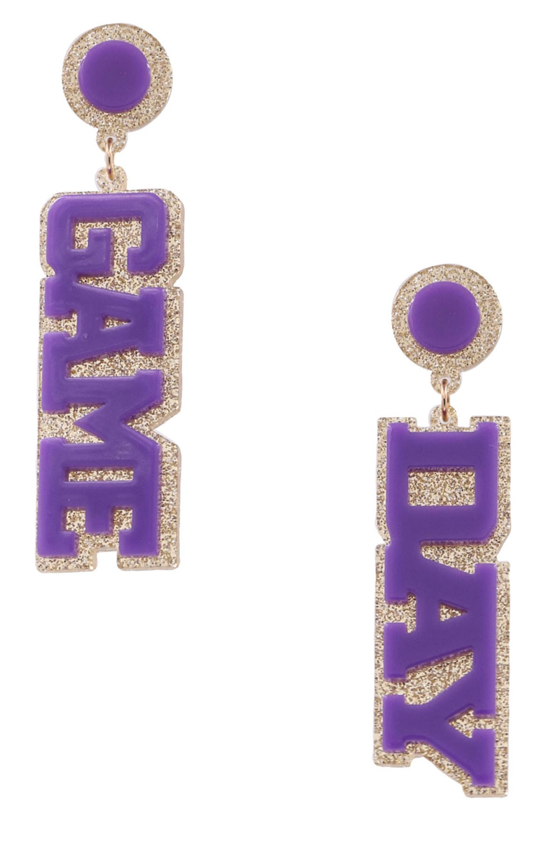Game Day Drop Earrings-Purple