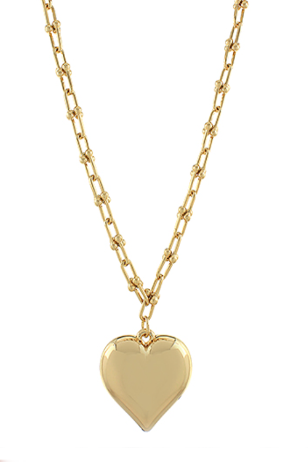 Puffy Heart U Link Chain Necklace-Gold