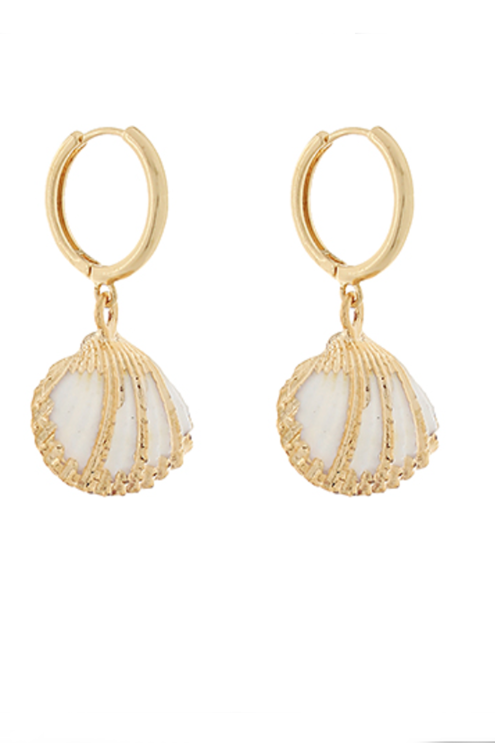 Seashell Huggie Hoops-Gold