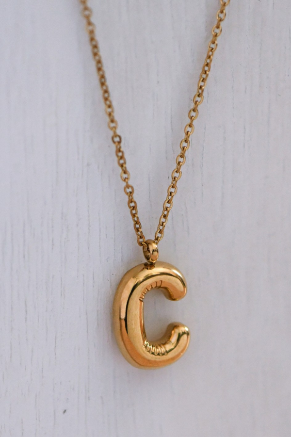 Initial Bubble Necklace-Gold