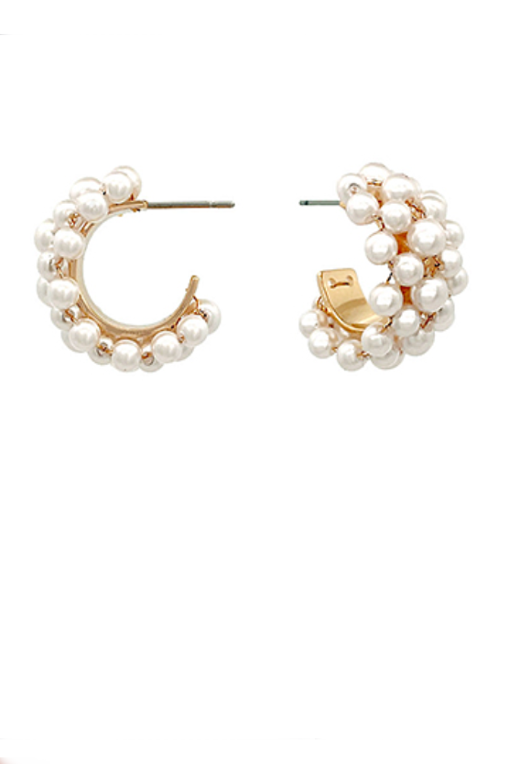 Wide & Liked Pearl Hoops-Gold