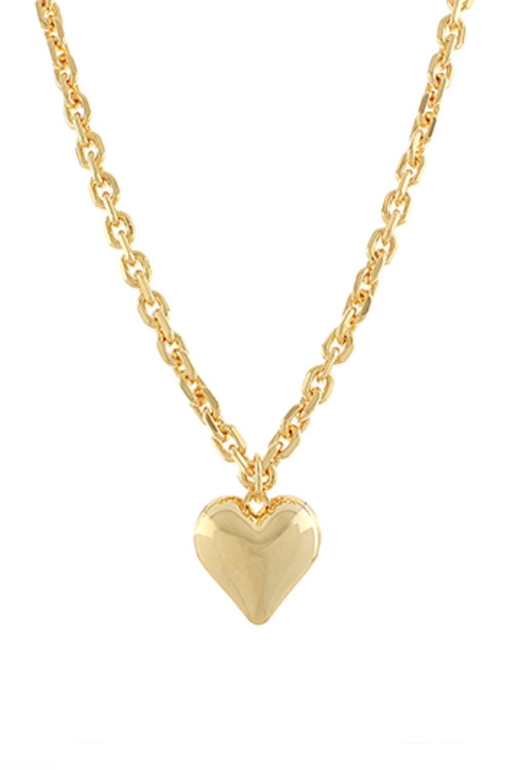 Puffy Heart Pendant Chain Necklace-Gold