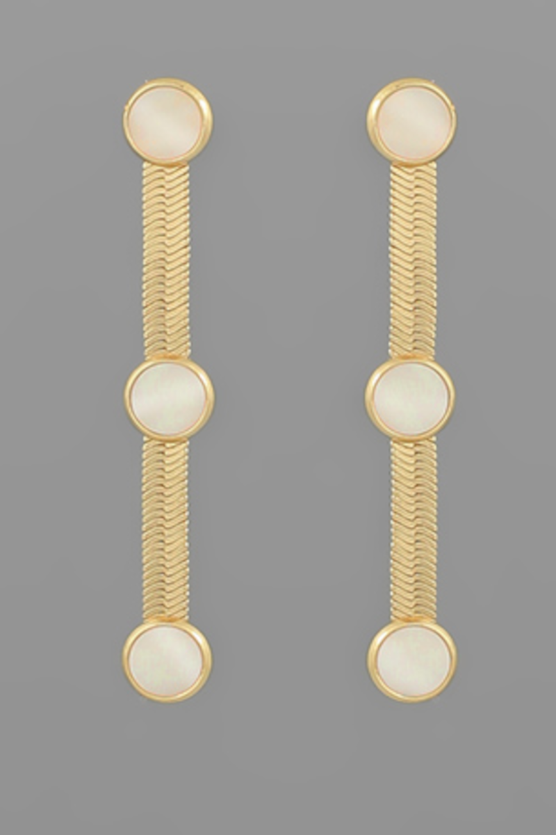 3 Disc & Snake Chain Link Earrings-Gold
