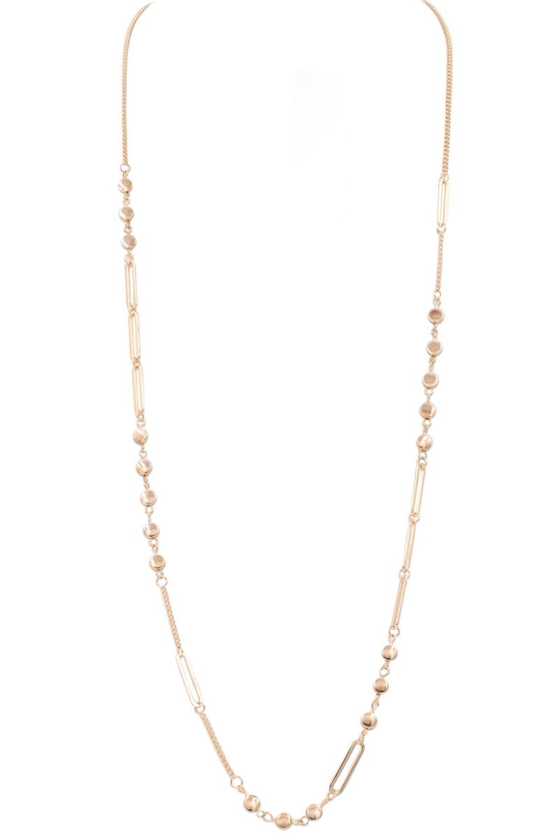 Metal Chain Disc Necklace-Gold
