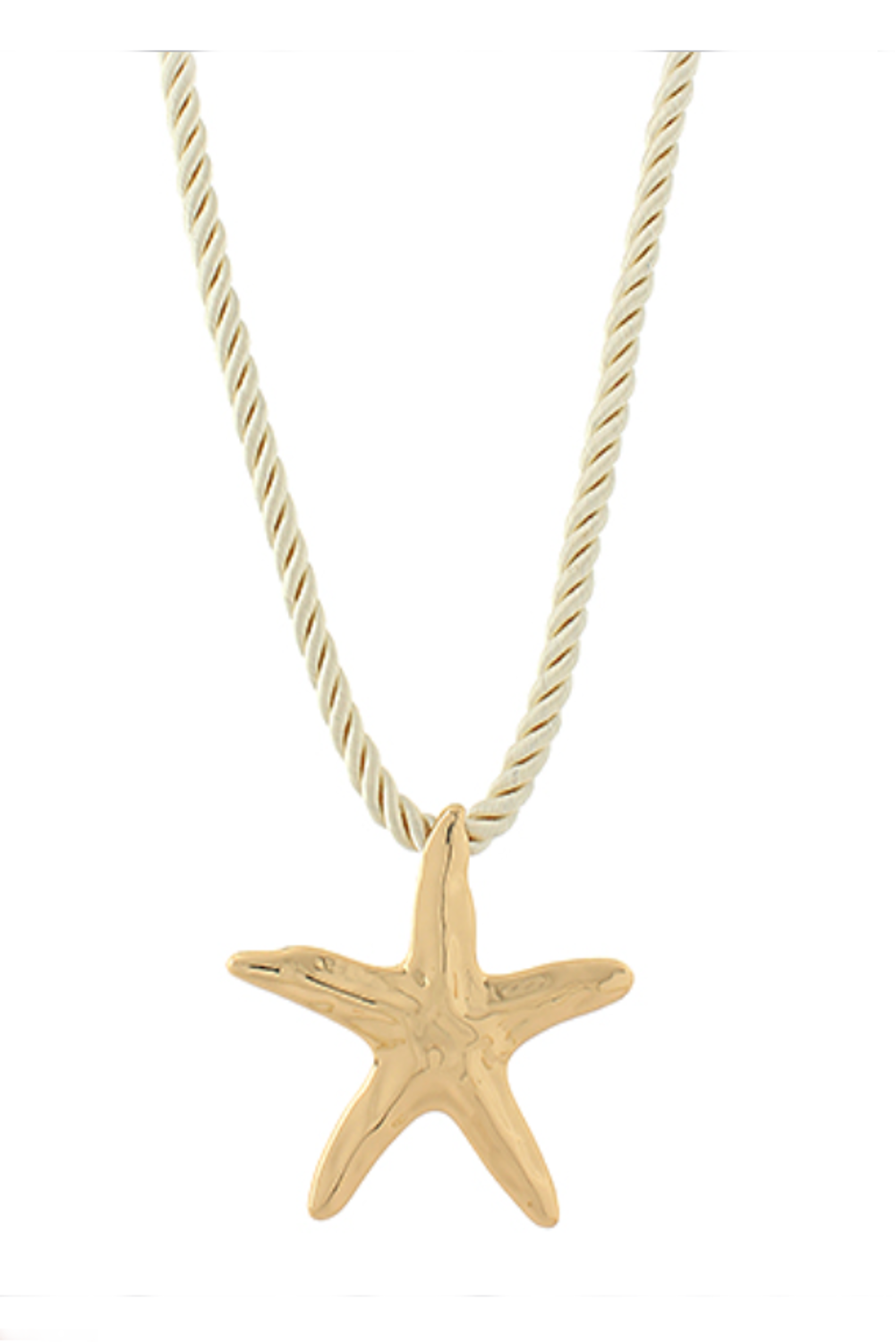 Textured Starfish Cord Necklace-Ivory/Gold