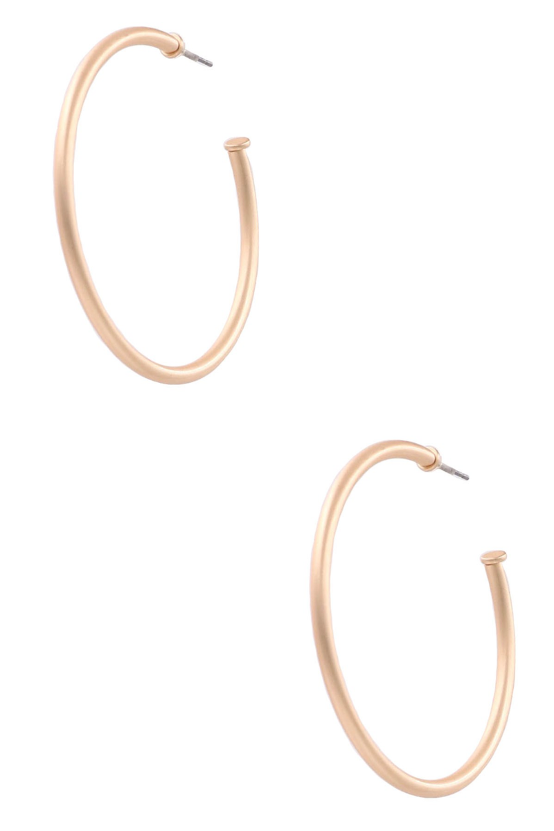 Skinny Open Hoop Earrings- Matte Gold