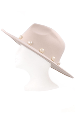 Cream Pearl Fedora Hat