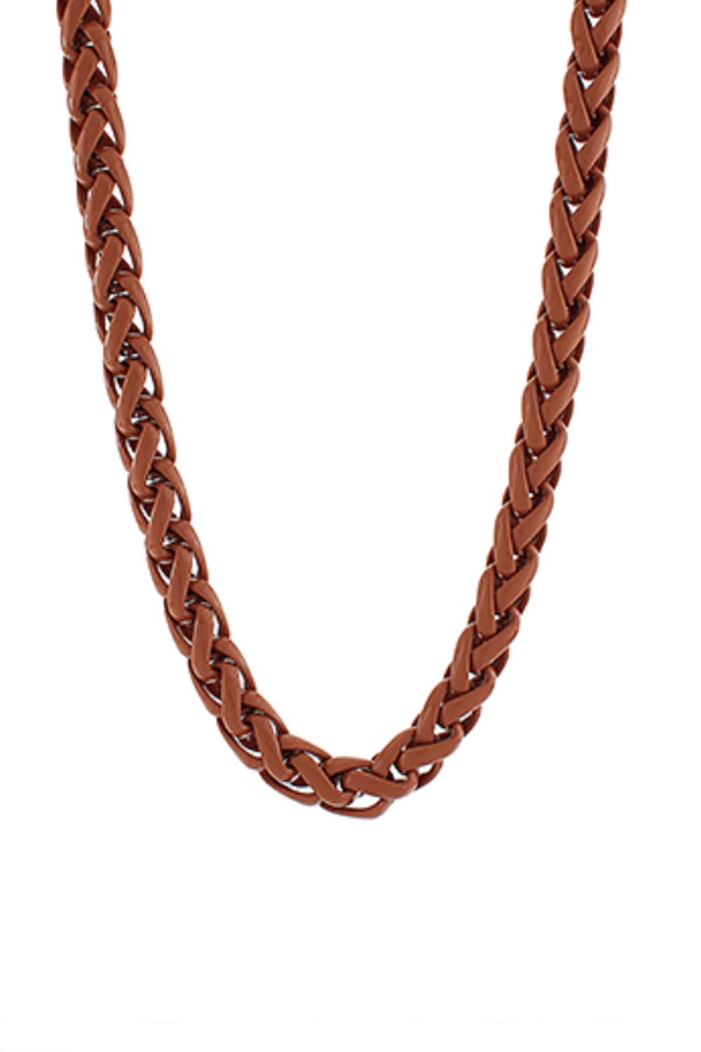 Color Coated Aluminum Chain Necklace-Brown