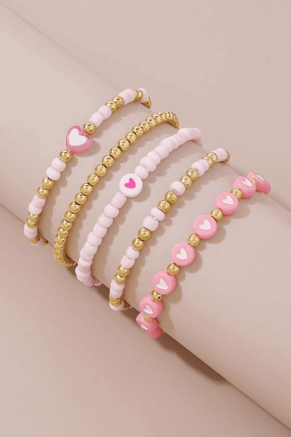 Pink + Gold Beaded Bracelet