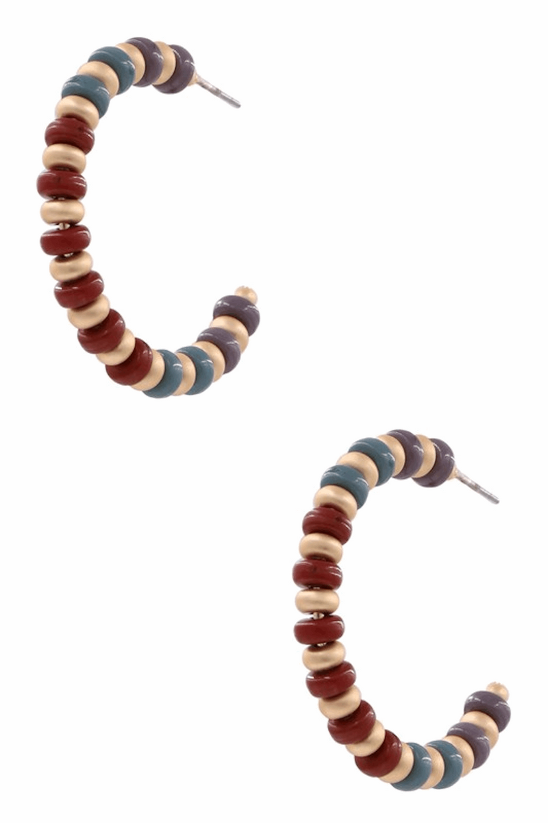 Acrylic Disk Bead Open Hoop Earrings