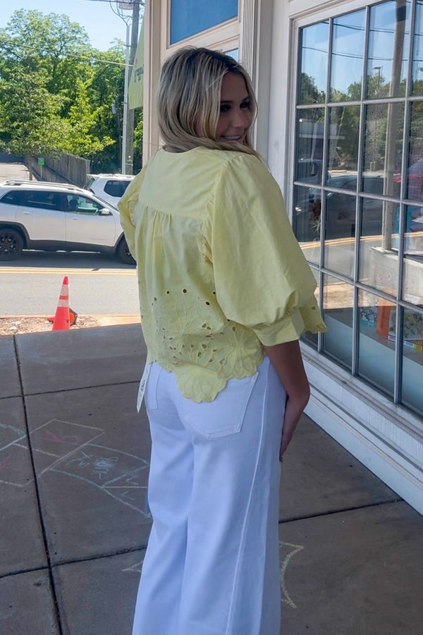 Entro Yellow Eyelet Top Back