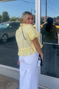 Coming Along Ruffle Hem Top-Yellow