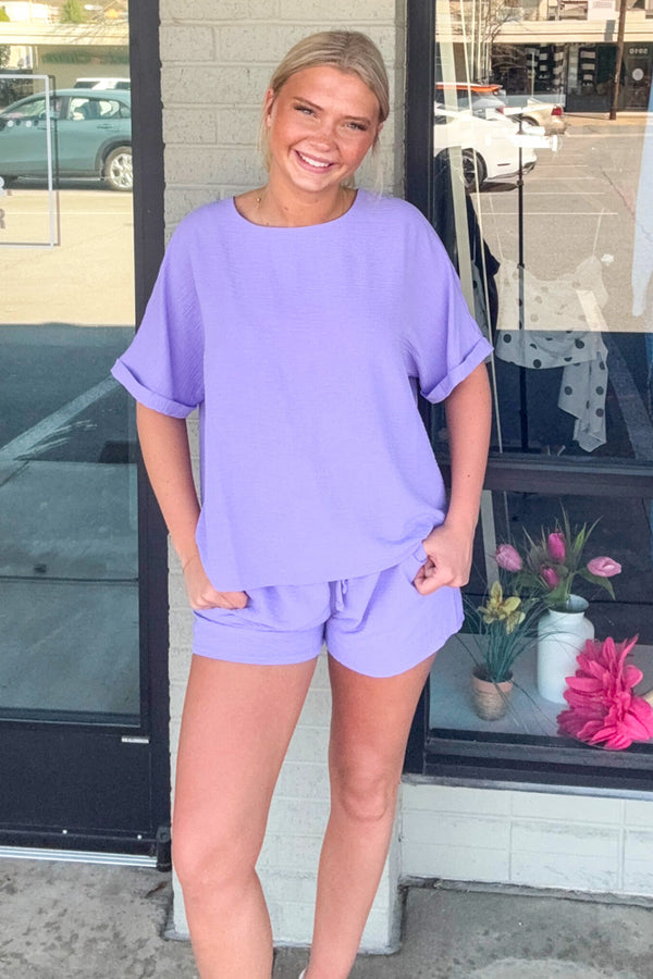 Zenana Airflow Short Set lilac