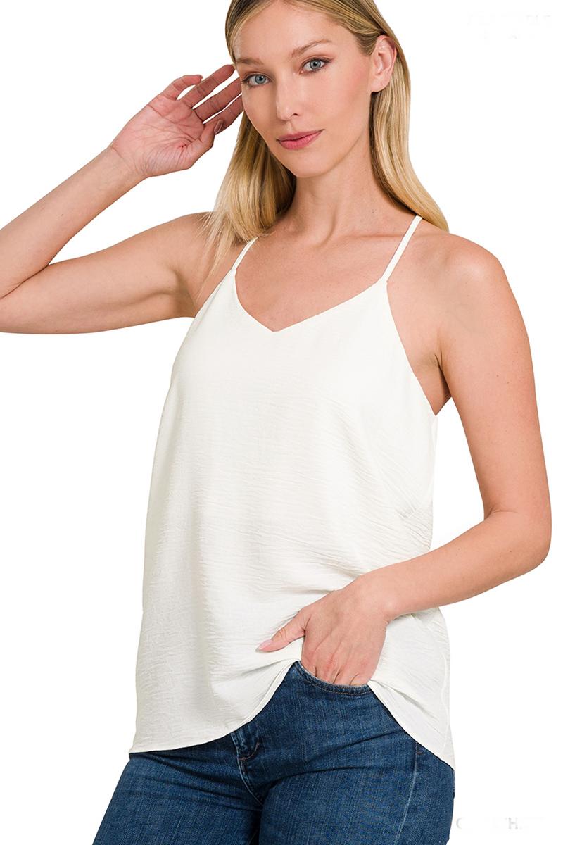 Zenana-Adjustable Strap V-Neck Cami - Off White