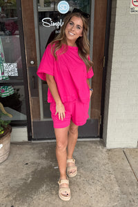 Zenana-Exposed Seam Boxy Top And Shorts Set