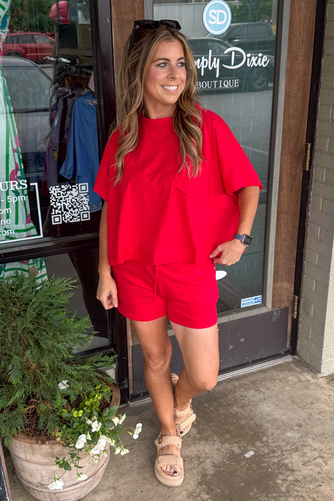 Zenana-Exposed Seam Boxy Top And Shorts Set