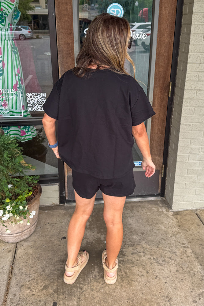 Zenana-French Terry Short Sleeve Top And Shorts Set