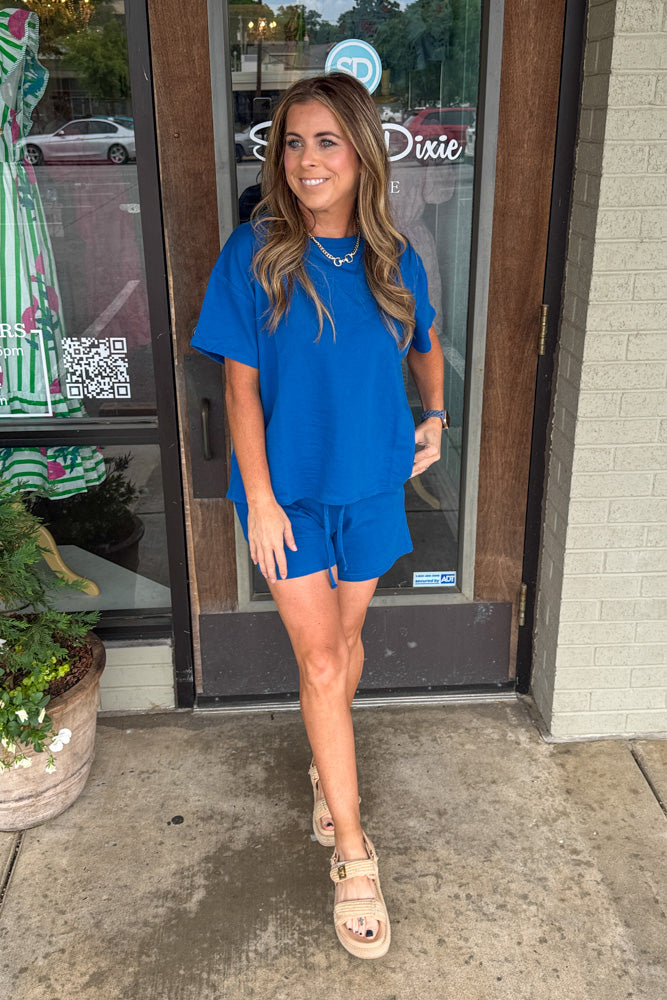 Zenana-French Terry Short Sleeve Top And Shorts Set