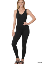 SALE-Zenana-Ribbed Sports Bodysuit-Black